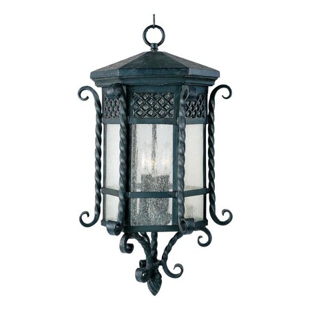 Maxim Three Light Country Forge Seedy Glass Hanging Lantern 30129CDCF